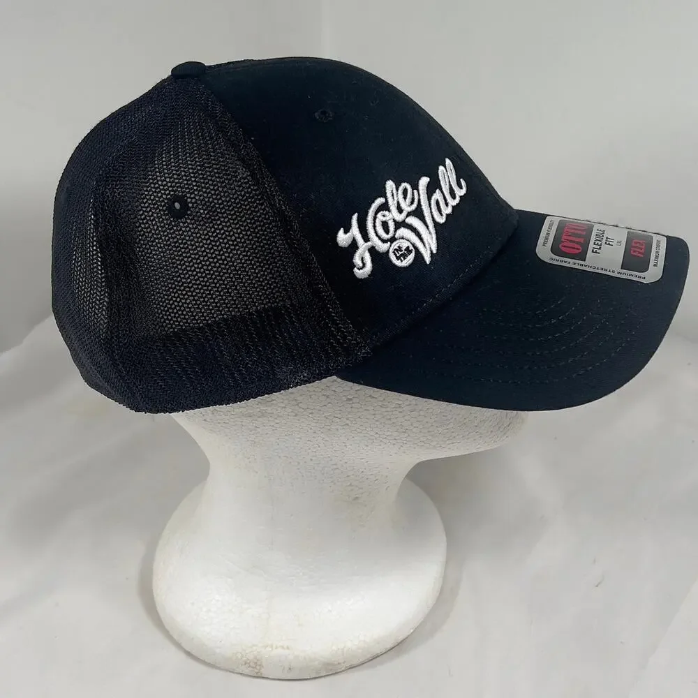 Hole in the Wall Black Flexible Fit L/XL Cap Embroidered White Logo OTTO Trucker